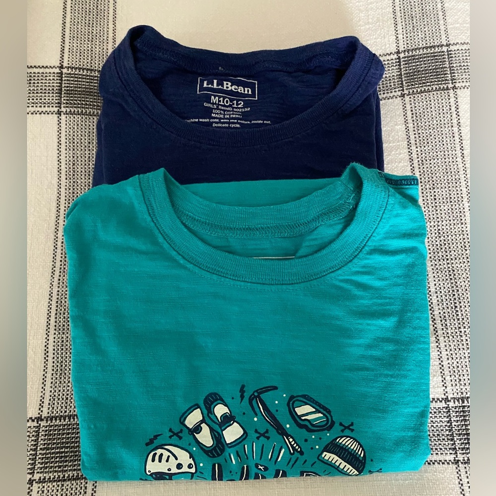 LL Bean Girls Long Sleeve T-shirt Bundle (2) Size M (10/12)